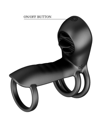PRETTY LOVE - GAINE PÉNIS JAMMY 12 VIBRATIONS AVEC LANGUE EN SILICONE RECHARGEABLE