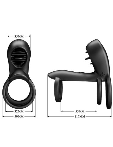 PRETTY LOVE - GAINE PÉNIS JAMMY 12 VIBRATIONS AVEC LANGUE EN SILICONE RECHARGEABLE