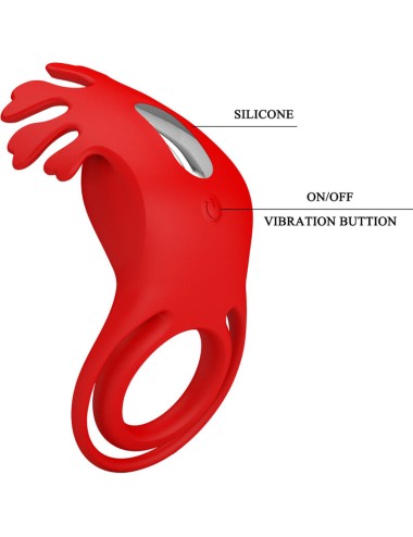 PRETTY LOVE - ANNEAU VIBRATEUR RUBEN 7 VIBRATIONS SILICONE ROUGE