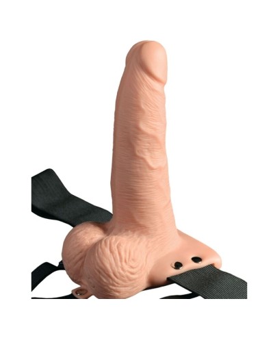 FETISH FANTASY SERIES - HARNAIS RÉGLABLE TÉLÉCOMMANDE PÉNIS RÉALISTE AVEC TESTICULES RECHARGEABLES ET VIBRATEUR 15 CM