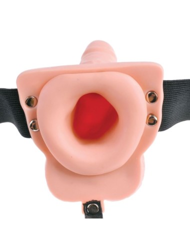 FETISH FANTASY SERIES - HARNAIS RÉGLABLE TÉLÉCOMMANDE PÉNIS RÉALISTE AVEC TESTICULES RECHARGEABLES ET VIBRATEUR 15 CM