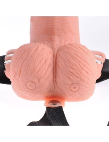 FETISH FANTASY SERIES - HARNAIS RÉGLABLE TÉLÉCOMMANDE PÉNIS RÉALISTE AVEC TESTICULES RECHARGEABLES ET VIBRATEUR 15 CM