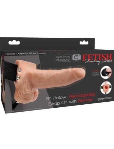 FETISH FANTASY SERIES - HARNAIS RÉGLABLE TÉLÉCOMMANDE PÉNIS RÉALISTE AVEC TESTICULES RECHARGEABLES ET VIBRATEUR 15 CM
