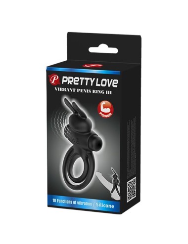 PRETTY LOVE - ANNEAU DE LAPIN VIBRATOR III POUR PÉNIS NOIR