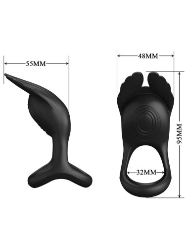 PRETTY LOVE - ANNEAU PÉNIS VIBRANT 7 VIBRATIONS SILICONE NOIR