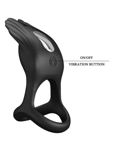 PRETTY LOVE - ANNEAU PÉNIS VIBRANT 7 VIBRATIONS SILICONE NOIR
