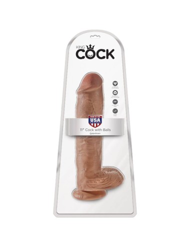 KING COCK - PÉNIS RÉALISTE AVEC BOULES 22.6 CM CARAMEL