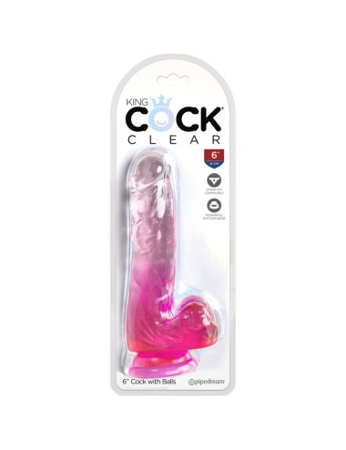 KING COCK - CLEAR PÉNIS RÉALISTE AVEC BOULES 13.5 CM ROSE