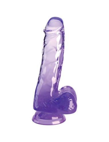 KING COCK - CLEAR PÉNIS RÉALISTE AVEC BOULES 13.5 CM VIOLET