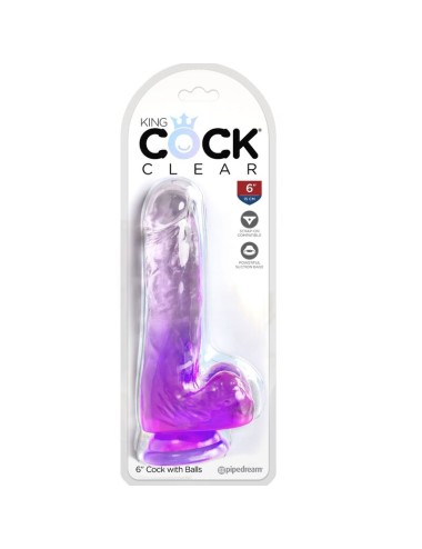 KING COCK - CLEAR PÉNIS RÉALISTE AVEC BOULES 13.5 CM VIOLET