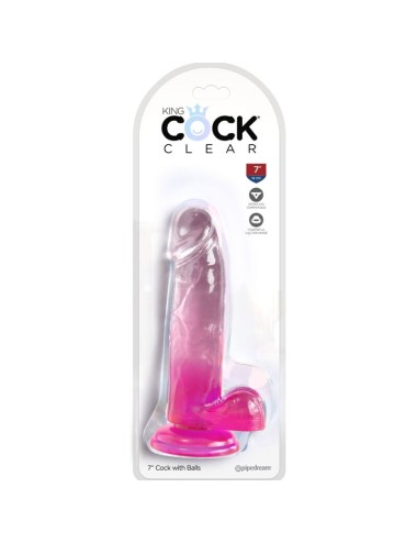 KING COCK - CLEAR PÉNIS RÉALISTE AVEC BOULES 15.2 CM ROSE