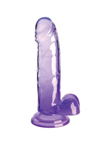 KING COCK - CLEAR PÉNIS RÉALISTE AVEC BOULES 15.2 CM VIOLET