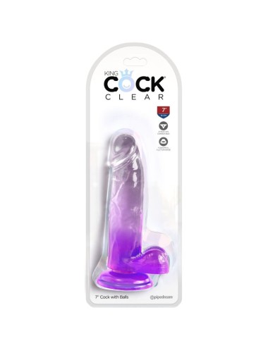 KING COCK - CLEAR PÉNIS RÉALISTE AVEC BOULES 15.2 CM VIOLET