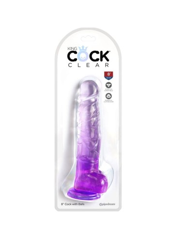 KING COCK - CLEAR PÉNIS RÉALISTE AVEC BOULES 16.5 CM VIOLET