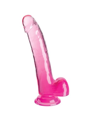 KING COCK - CLEAR GODE AVEC TESTICULES 20.3 CM ROSE