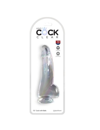 KING COCK - CLEAR GODE AVEC TESTICULES 15.2 CM TRANSPARENT