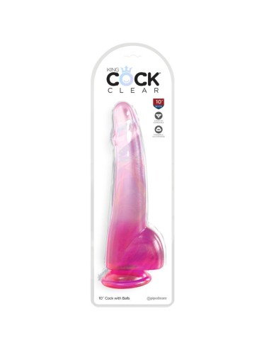 KING COCK - CLEAR GODE  TESTICULES 19 CM ROSE