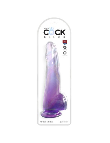 KING COCK - CLEAR GODE  TESTICULES 19 CM VIOLET