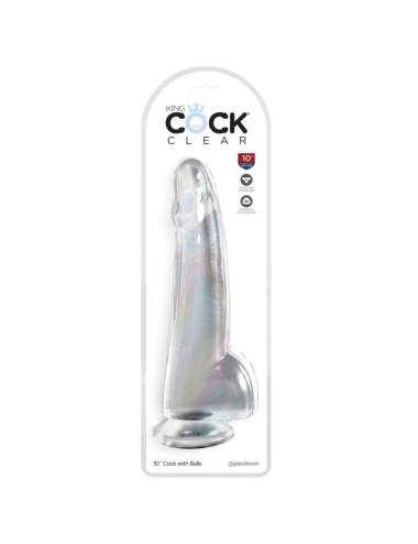 KING COCK - CLEAR GODE  TESTICULES 19 CM TRANSPARENT