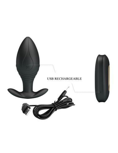 PRETTY LOVE - VIBRATEUR RECHARGEABLE REGINA ANAL PLUG NOIR