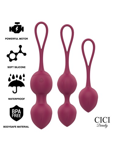 CICI BEAUTY - PREMIUM SILICONE 3 PERLES DE KEGEL VIBRANTES TÉLÉCOMMANDE