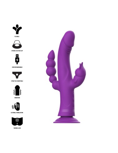 INTENSE - VIBRATEUR EN SILICONE CASANOVA RABBIT TRIPLE MOTEUR VIOLET