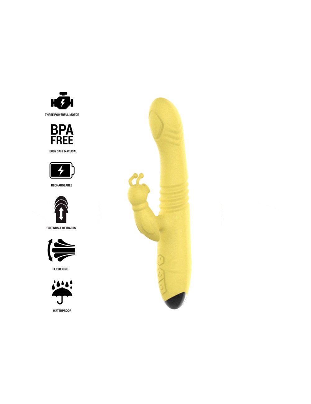 INTENSE - VIBRATEUR MULTIFONCTION TOKY UP & DOWN AVEC STIMULATEUR CLITORAL JAUNE INTENSE - VIBRATEUR MULTIFONCTION TOKY UP & DOWN AVEC STIMULATEUR CLITORAL JAUNE