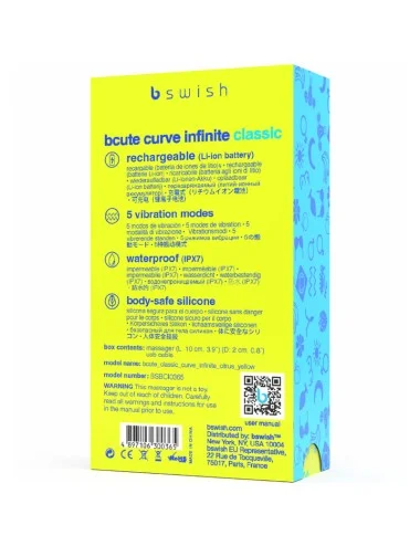 B SWISH - VIBRATEUR EN SILICONE RECHARGEABLE BCUTE CURVE INFINITE CLASSIC JAUNE