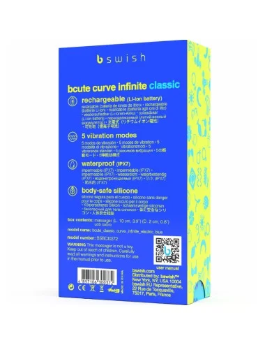 B SWISH - VIBRATEUR RECHARGEABLE BCUTE CURVE INFINITE CLASSIQUE BLEU SILICONE