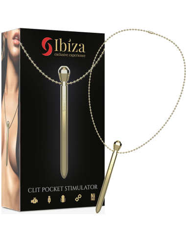 IBIZA - STIMULATEUR DE POCHE CLITO COLLIER CHARGEUR USB 12 MODES DE VIBRATION DORÉ 12