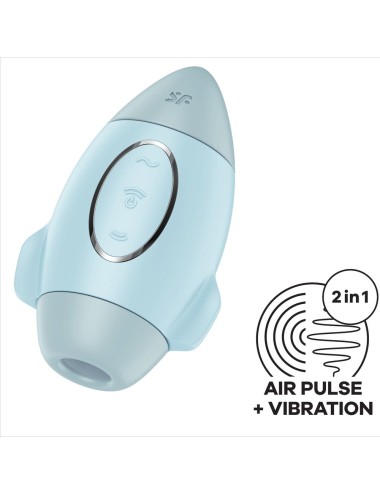 SATISFYER - MISSION CONTROL BLEU PETIT VIBRATEUR  DOUBLE IMPULSION