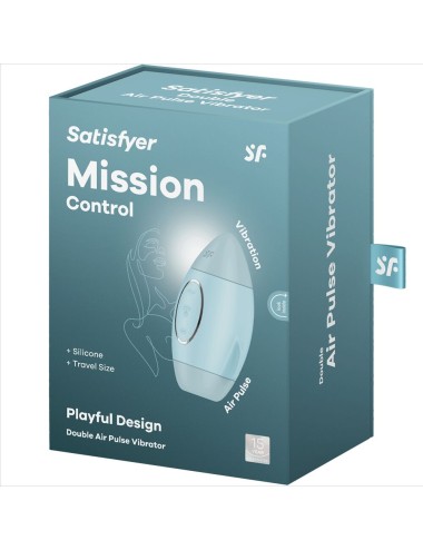 SATISFYER - MISSION CONTROL BLEU PETIT VIBRATEUR  DOUBLE IMPULSION