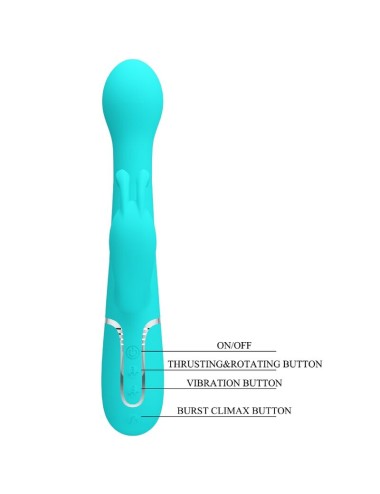 PRETTY LOVE - VIBRATEUR DEJON RABBIT 3 EN 1 MULTIFONCTION VERT AQUA