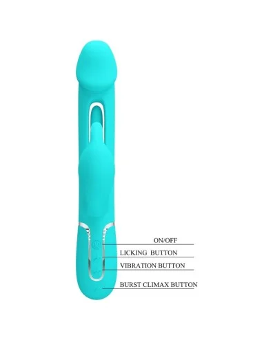 PRETTY LOVE - VIBRATEUR DEJON RABBIT 3 EN 1 MULTIFONCTION VERT AQUA
