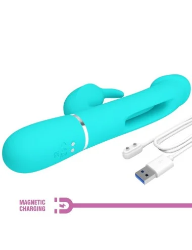 PRETTY LOVE - VIBRATEUR DEJON RABBIT 3 EN 1 MULTIFONCTION VERT AQUA