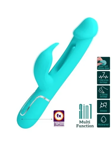 PRETTY LOVE - VIBRATEUR DEJON RABBIT 3 EN 1 MULTIFONCTION VERT AQUA