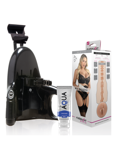 FLESHLIGHT - MIA MALKOVA VAGINA LVL UP + LANCEMENT UNIVERSEL + LUBRIFIANT DE QUALITÉ AQUA 50 ML