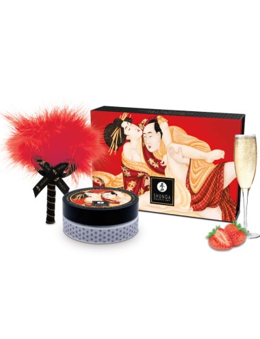 SHUNGA - KIT DE POUDRE DE MASSAGE COMESTIBLE À LA FRAISE