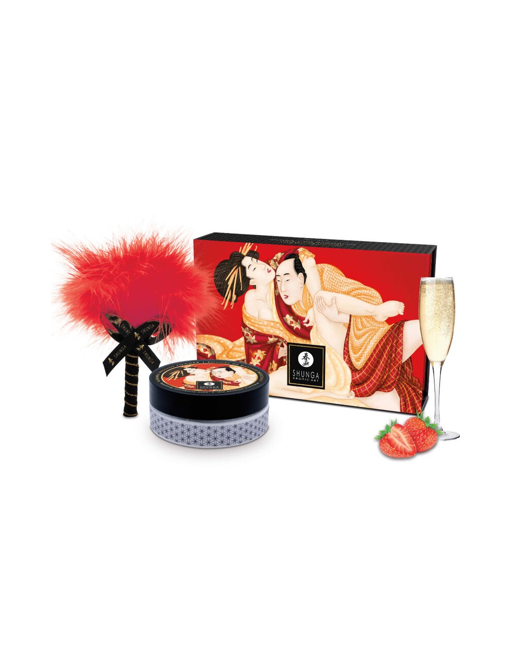 SHUNGA - KIT DE POUDRE DE MASSAGE COMESTIBLE À LA FRAISE