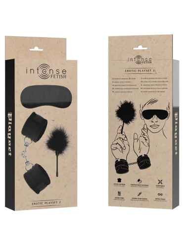 INTENSE FETISH - PLAYSET ÉROTIQUE 2 AVEC MENOTTES, MASQUE AVEUGLE ET TICKLER
