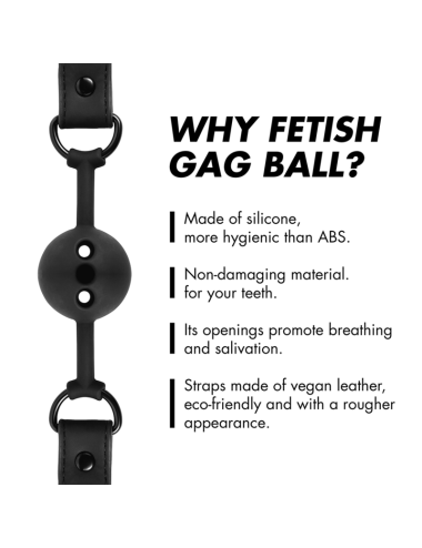 FETISH SUBMISSIVE BONDAGE - BÂILLON À BOULE EN SILICONE RESPIRANT