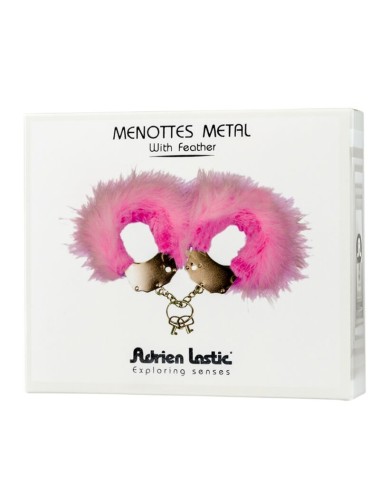 ADRIEN LASTIC - MENOTTES EN MÉTAL À PLUMES ROSE