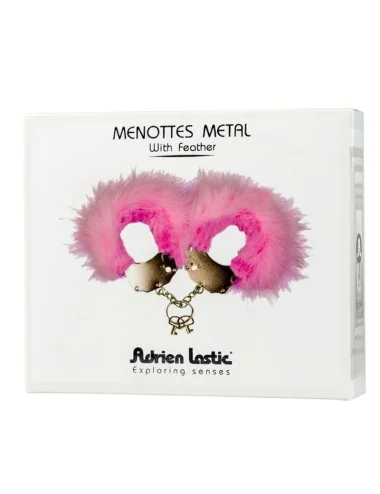 ADRIEN LASTIC - MENOTTES EN MÉTAL À PLUMES ROSE