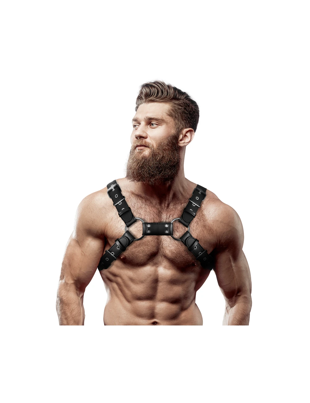 FETISH SUBMISSIVE ATTITUDE - HARNAIS POITRINE BULLDOG AJUSTABLE EN CUIR ÉCOLOGIQUE POUR HOMMES FETISH SUBMISSIVE ATTITUDE - HARNAIS POITRINE BULLDOG AJUSTABLE EN CUIR ÉCOLOGIQUE POUR HOMMES