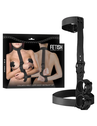 FETISH SUBMISSIVE BONDAGE - ENSEMBLE DE RETENUE CORPS COL ET POIGNETS