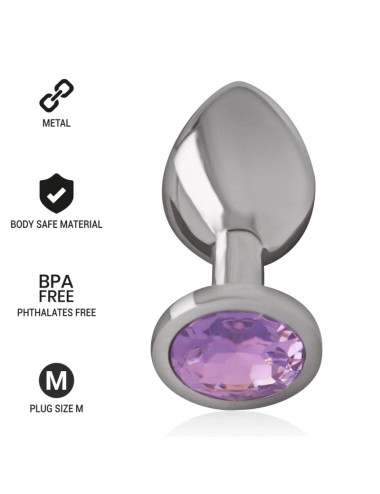 INTENSE - PLUG ANAL EN MÉTAL ALUMINIUM AVEC CRISTAL VIOLET TAILLE M