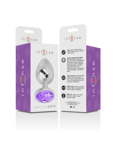 INTENSE - PLUG ANAL EN MÉTAL ALUMINIUM AVEC CRISTAL VIOLET TAILLE M
