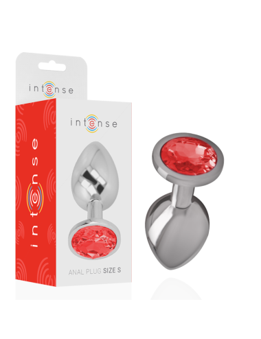 INTENSE - PLUG ANAL EN MÉTAL ALUMINIUM AVEC CRISTAL ROUGE TAILLE S