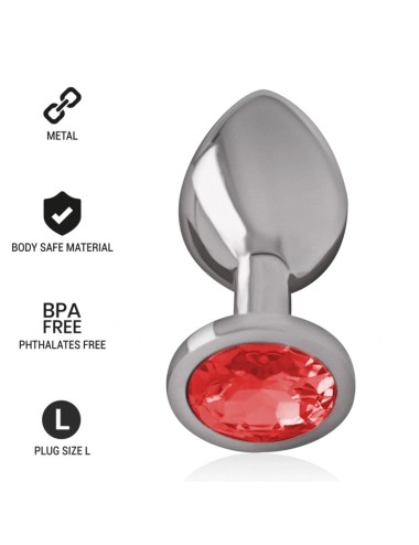 INTENSE - PLUG ANAL EN MÉTAL ALUMINIUM AVEC CRISTAL ROUGE TAILLE L