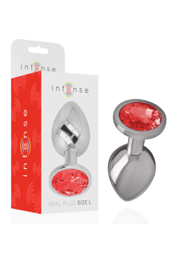 INTENSE - PLUG ANAL EN MÉTAL ALUMINIUM AVEC CRISTAL ROUGE TAILLE L